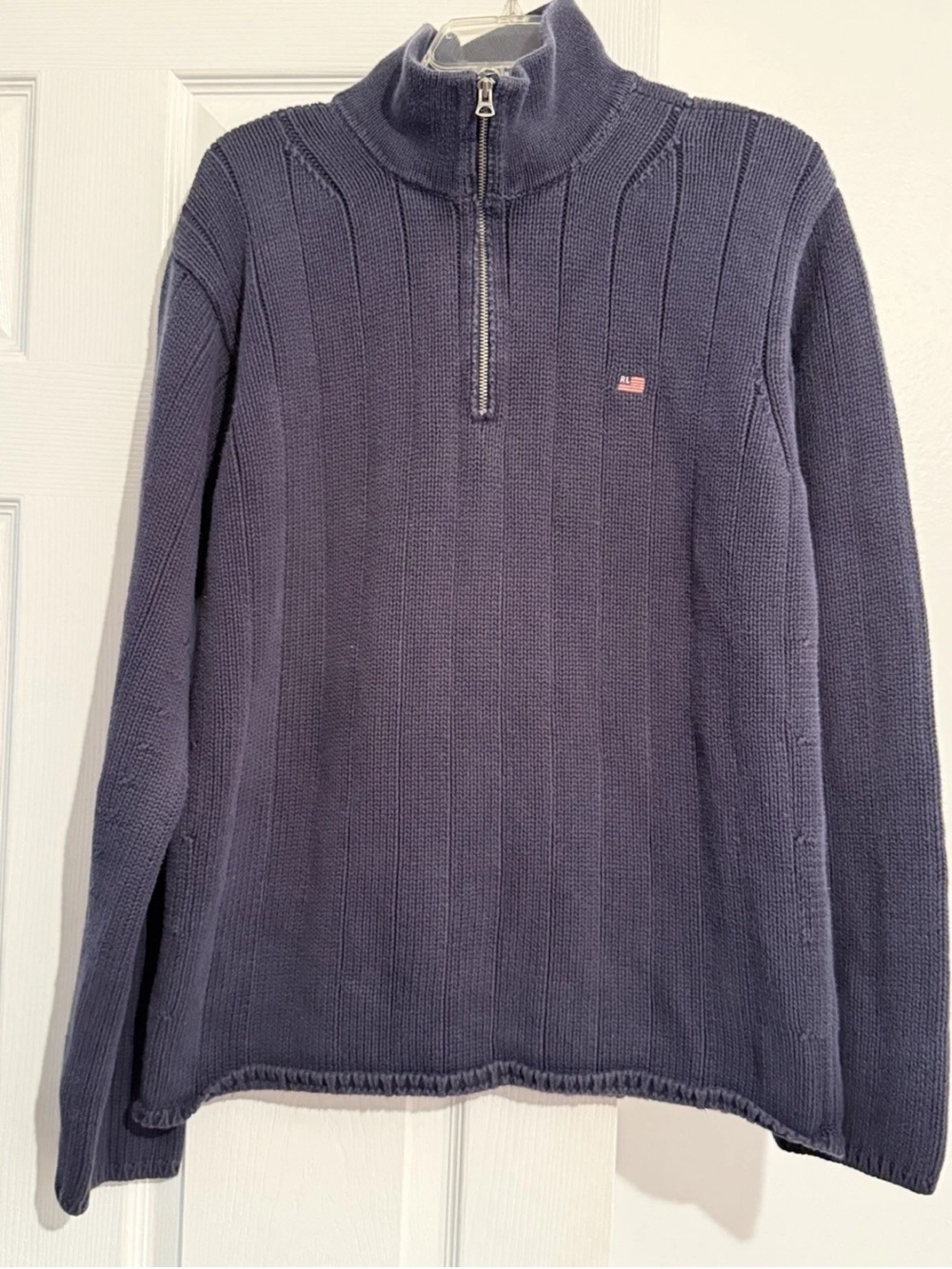 VTG Polo Jeans Co. Ralph Lauren Pullover Navy Cotton 1/4 Zip Hong Kong Men L/G